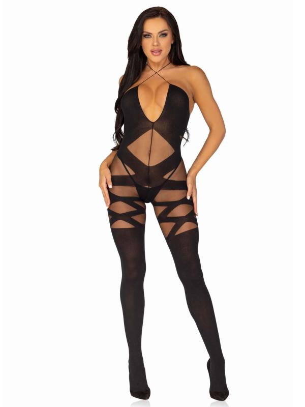 SO8619 Бодистокинг Leg Avenue Illusion halter bodystocking One size Black, доступ