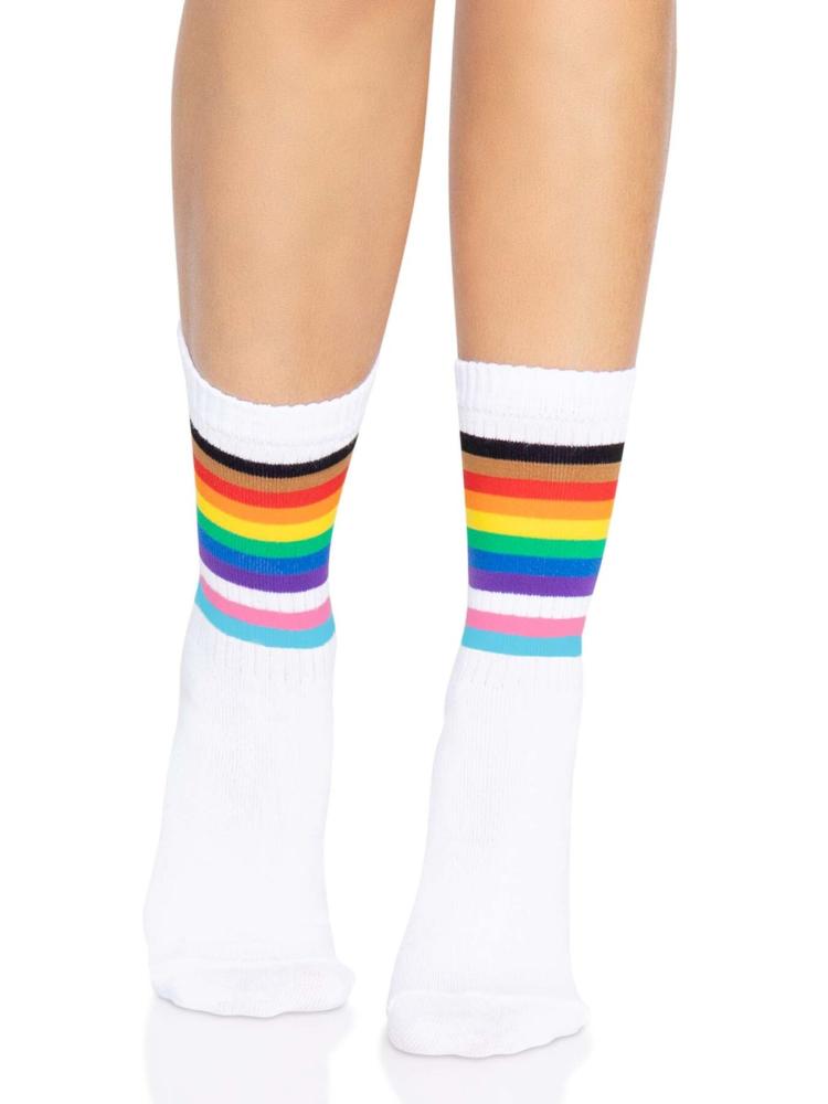 SO8584 Носки женские в полоску Leg Avenue Pride crew socks Rainbow, 37–43 размер