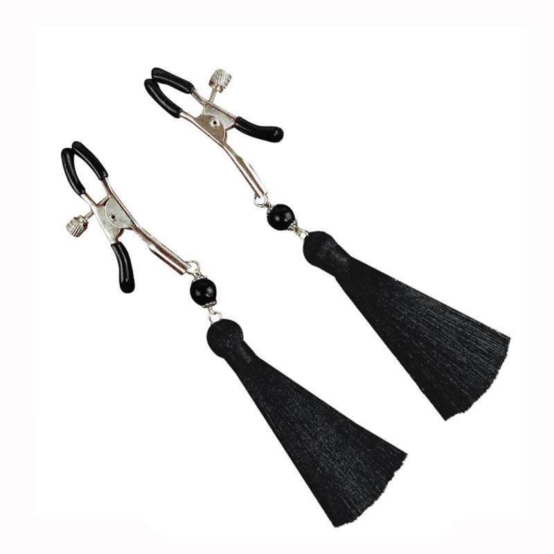SO5856 Затискач для сосків Art of Sex - Nipple clamps Black Tassels