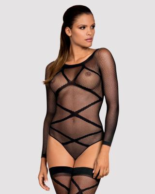 Бодистокинг Obsessive Bodystocking G320 S/M/L, чулки, боди, декор в виде линий