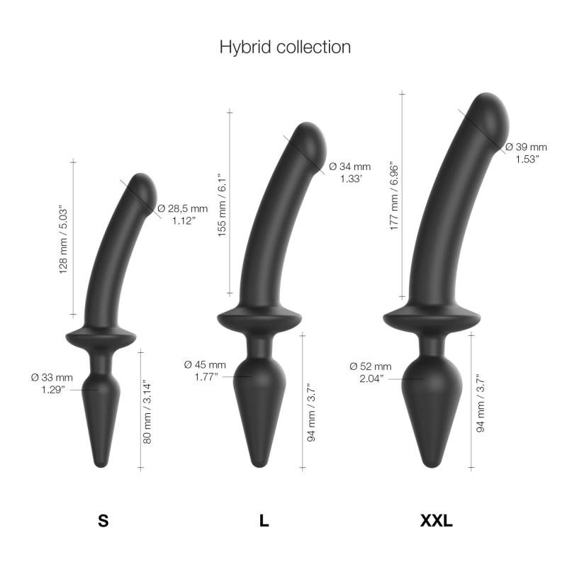 SO6831 Анальная пробка с дилдо 2в1 Strap-On-Me SWITCH PLUG-IN DILDO Black XXL, диаметр 5,2/3,9 см