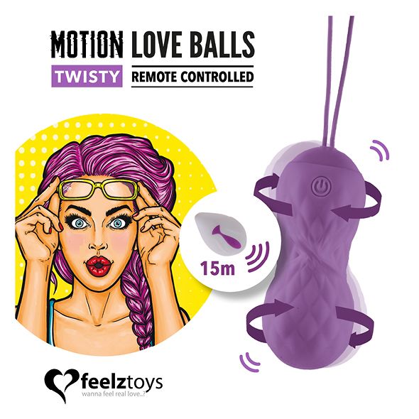 SO3853 Вагинальные шарики с массажем и вибрацией FeelzToys Motion Love Balls Twisty с пультом ДУ, 7 режимов