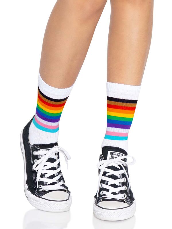 SO8584 Носки женские в полоску Leg Avenue Pride crew socks Rainbow, 37–43 размер