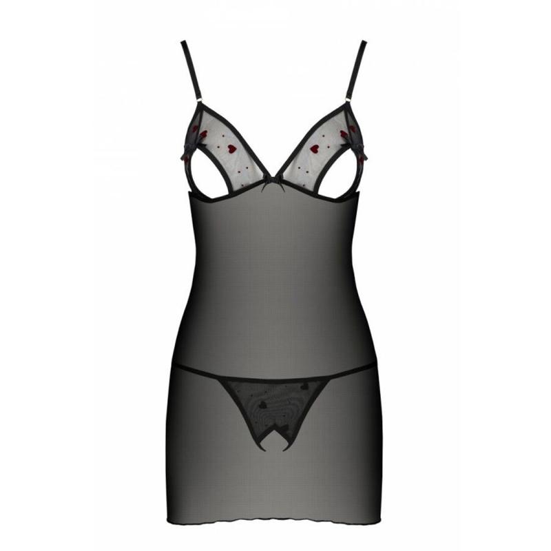SO4761 Сорочка с вырезами на груди + стринги LOVELIA CHEMISE black XXL/XXXL - Passion