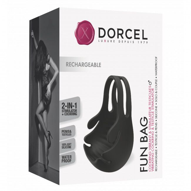 SO4870 Ерекційне кільце з вібрацією і стимуляцією мошонки Dorcel FUN BAG, перезаряджуване