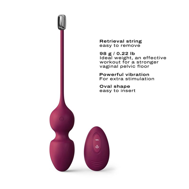 SO7388 Вагинальные шарики Dorcel LOVE BALLS PLUM, вибрации и движения внутреннего шарика, пульт ДУ