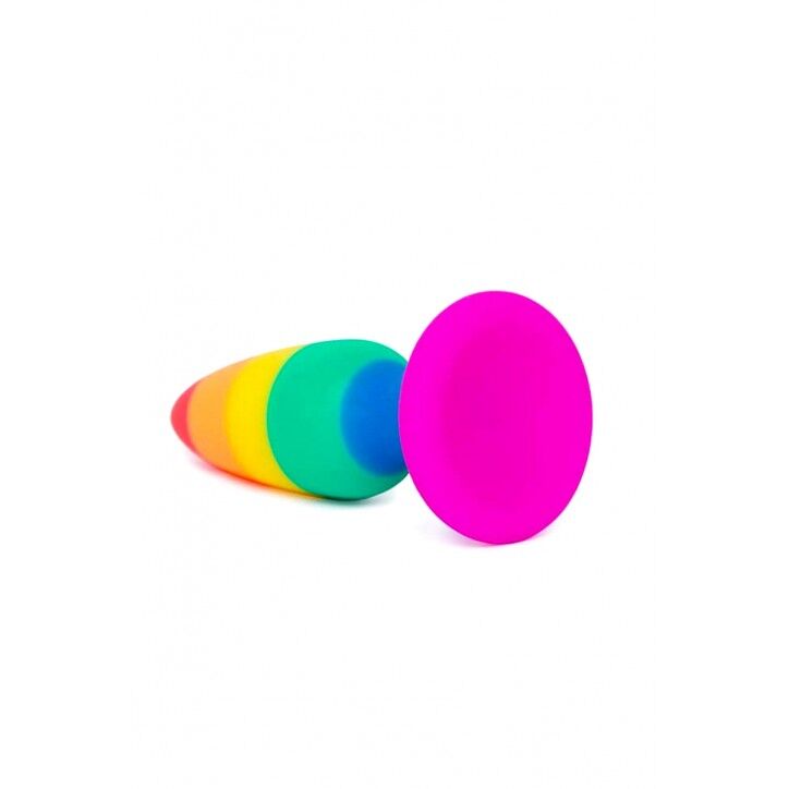 SO7434 Силиконовая анальная пробка Wooomy Hiperloo Silicone Rainbow Plug L, диаметр 3,9 см, длина 13,1 см