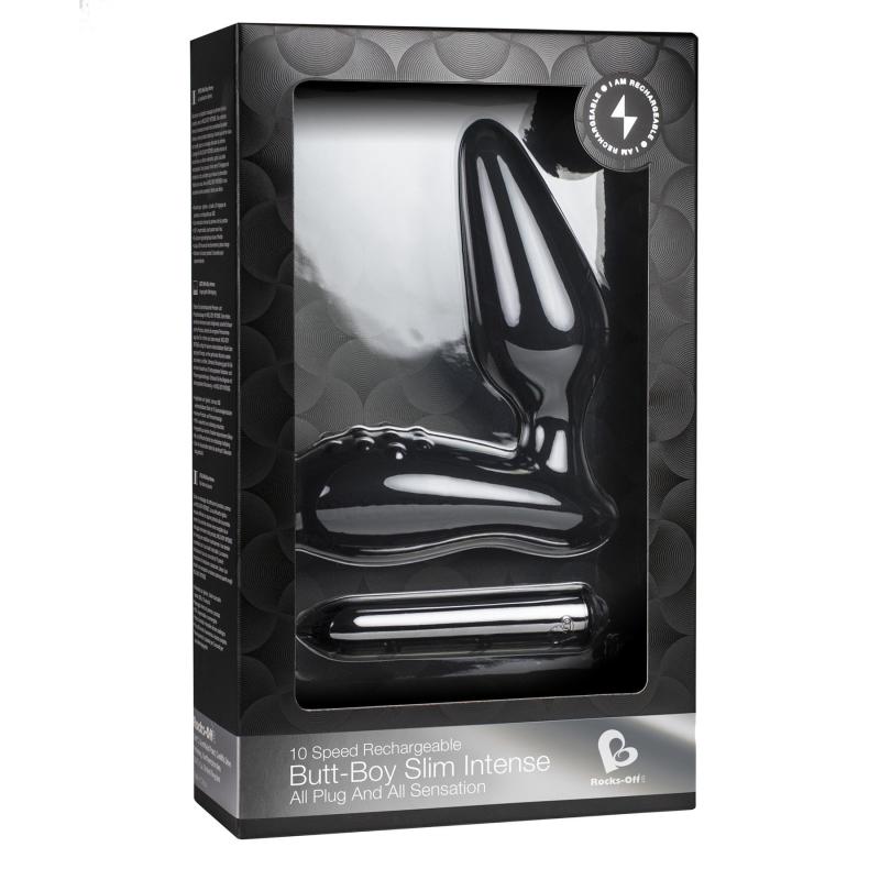 RO2149 Вибропробка Rocks Off Butt-Boy Slim Intense со стимуляцией промежности