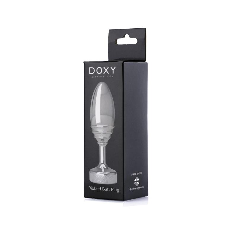 SO8031 Металева анальна пробка DOXY Butt Plug RIBBED, ребриста, діаметр 3,3 см