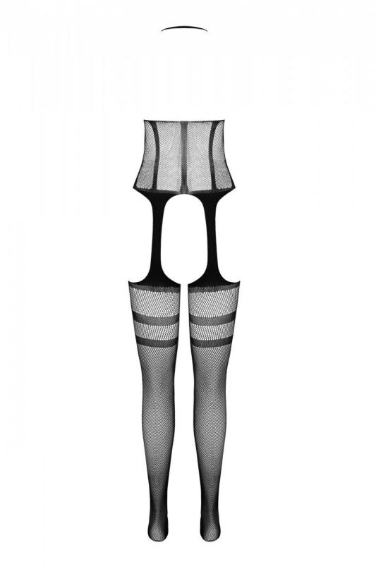 SO5338 Сетчатый телесный бодистокинг с коротким топом и подвязками Casmir CA008