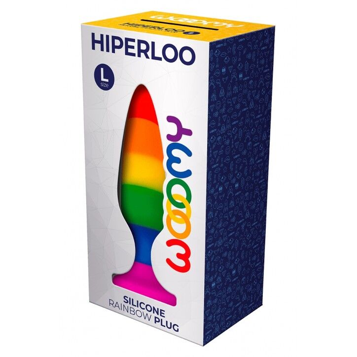 SO7434 Силиконовая анальная пробка Wooomy Hiperloo Silicone Rainbow Plug L, диаметр 3,9 см, длина 13,1 см