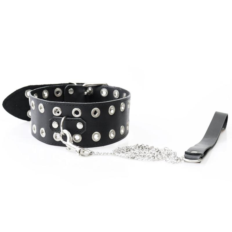 SO7524 Ошейник Art of Sex - Tessa с поводком из натуральной кожи, цвет черный