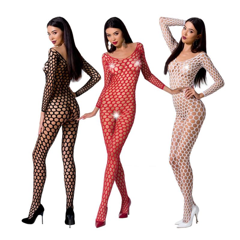 SO4157 Бодістокінг з крупною сіткою Passion BS077 red