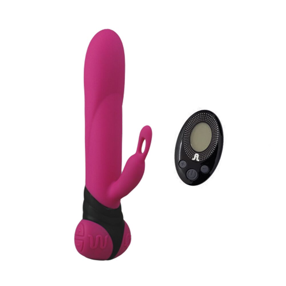 AD107530 Вибратор с вращением ствола Adrien Lastic Bonnie & Clyde с пультом LRS, с петелькой для пальчика