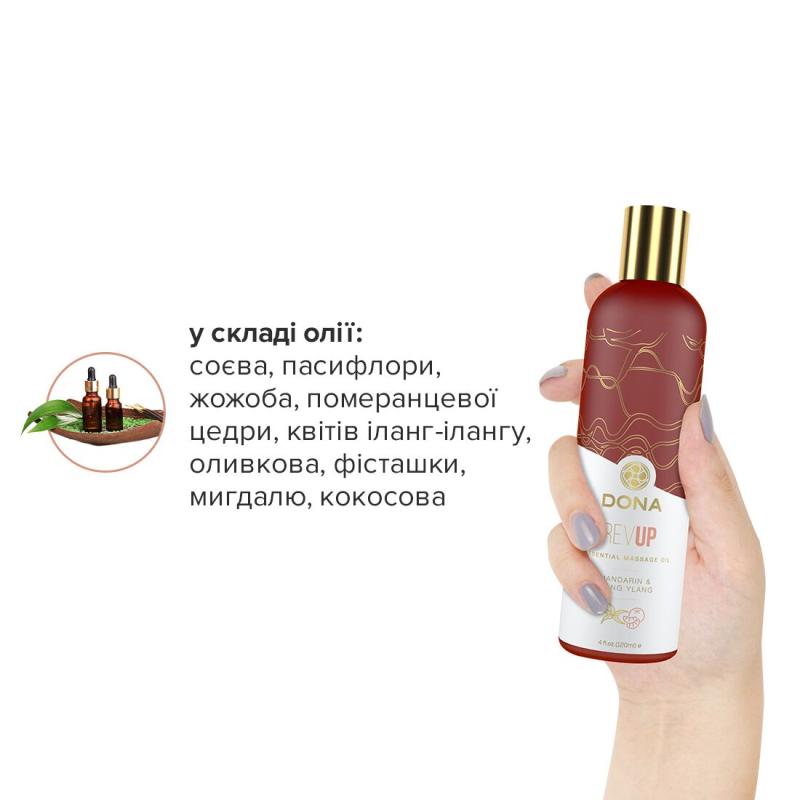 SO2621 Натуральное массажное масло DONA Rev Up - Mandarin & Ylang YIang (120 мл) с эфирными маслами