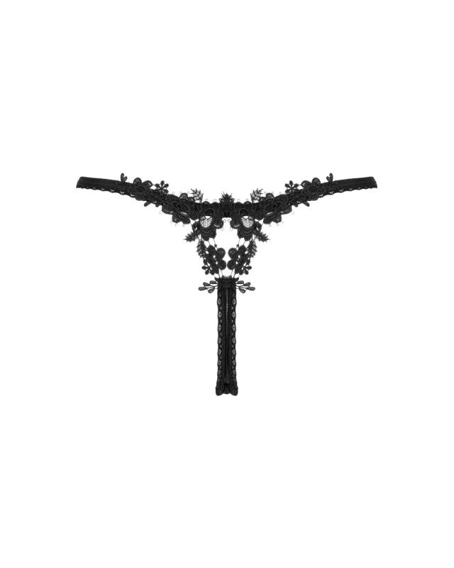 SO7868 Прозрачные стринги с кружевом Obsessive Celia Noir thong XS/S