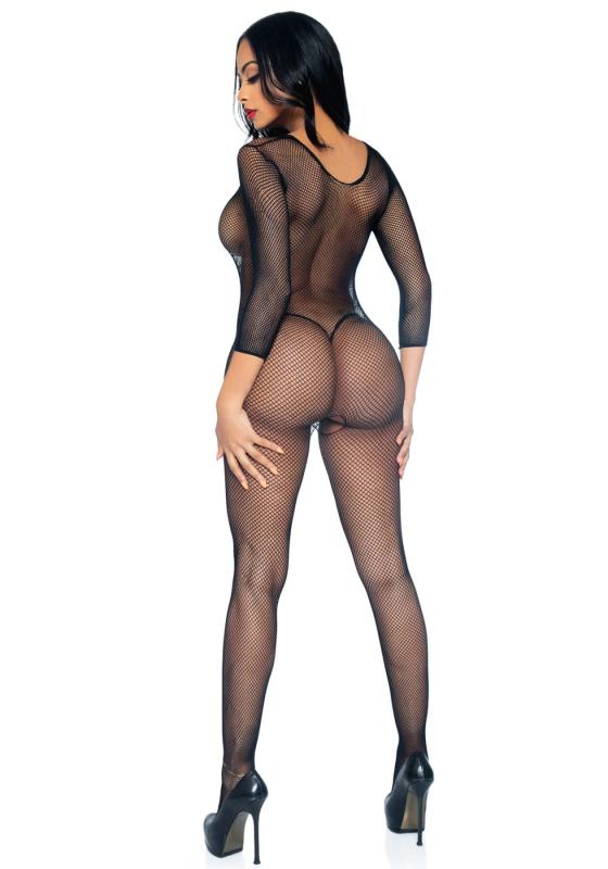 SO8613 Бодистокинг Leg Avenue V Front Bodystocking One size Black, мелкая сетка, доступ