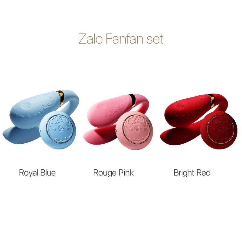 SO6671 Смартвибратор для пар Zalo — Fanfan set Royal Blue, пульт ДУ