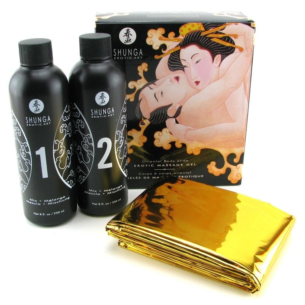 SO2553 Гель для NURU массажа Shunga Oriental Body-to-Body – Melon Mango (2 x 225 мл) плюс простыня