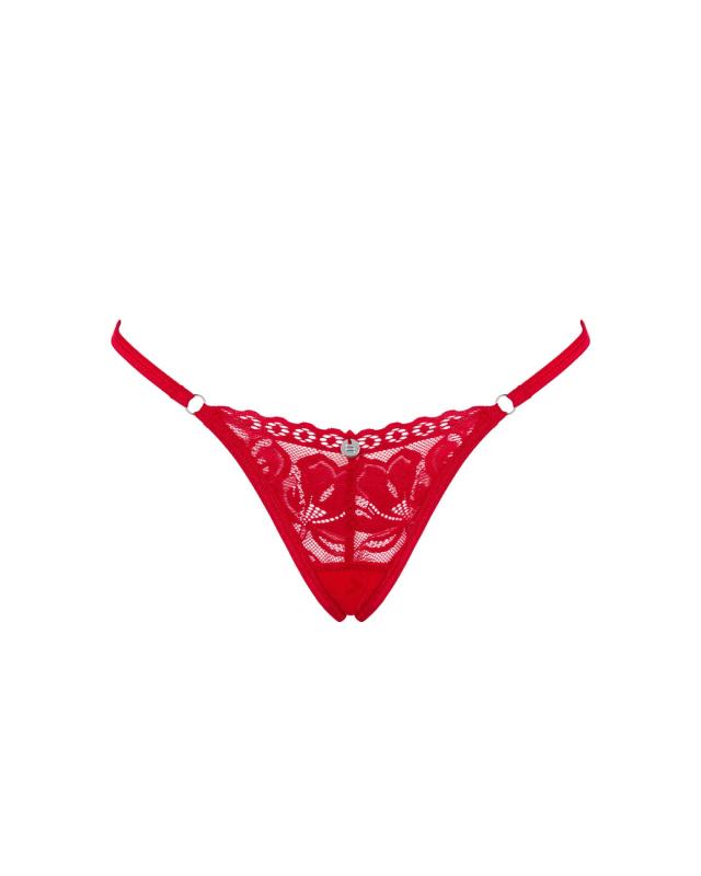 SO8663 Кружевные стринги Obsessive Lacelove thong XL/2XL Red, низкая посадка