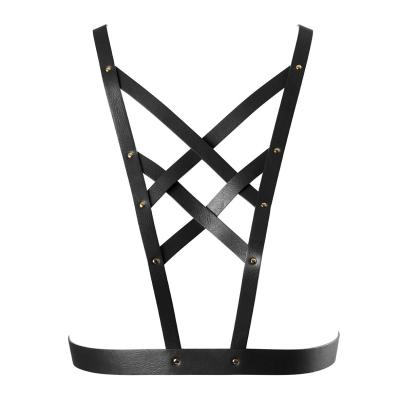 Портупея из экокожи Bijoux Indiscrets Maze – Cross Cleavage Harness Black