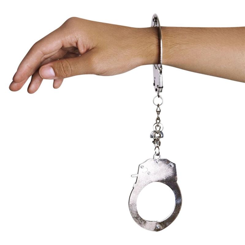 AD30400 Наручники металлические Adrien Lastic Handcuffs Metallic (полицейские)