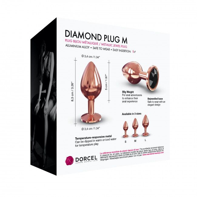 SO5531 Металлическая анальная пробка с украшением в виде кристалла Dorcel - Diamond Plug Rose Gold M