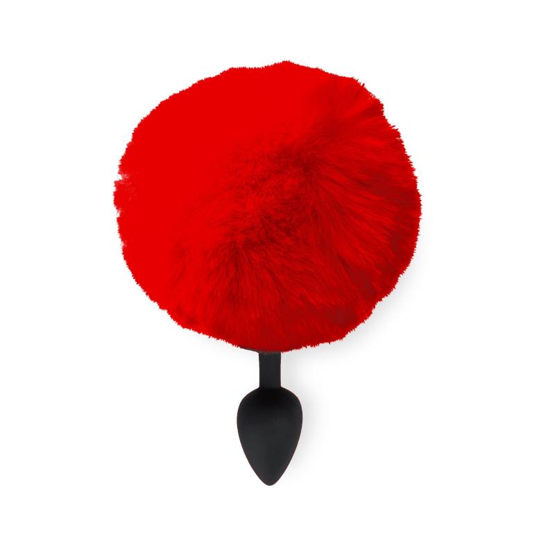 SO6964 Силиконовая анальная пробка М Art of Sex - Silicone Bunny Tails Butt plug Red, диаметр 3,5 см