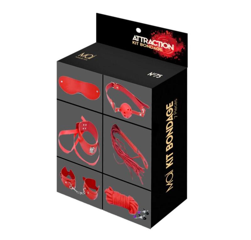 SO5004 Набор MAI BDSM STARTER KIT Nº 75 Red: плеть, кляп, наручники, маска, ошейник, веревка, зажимы