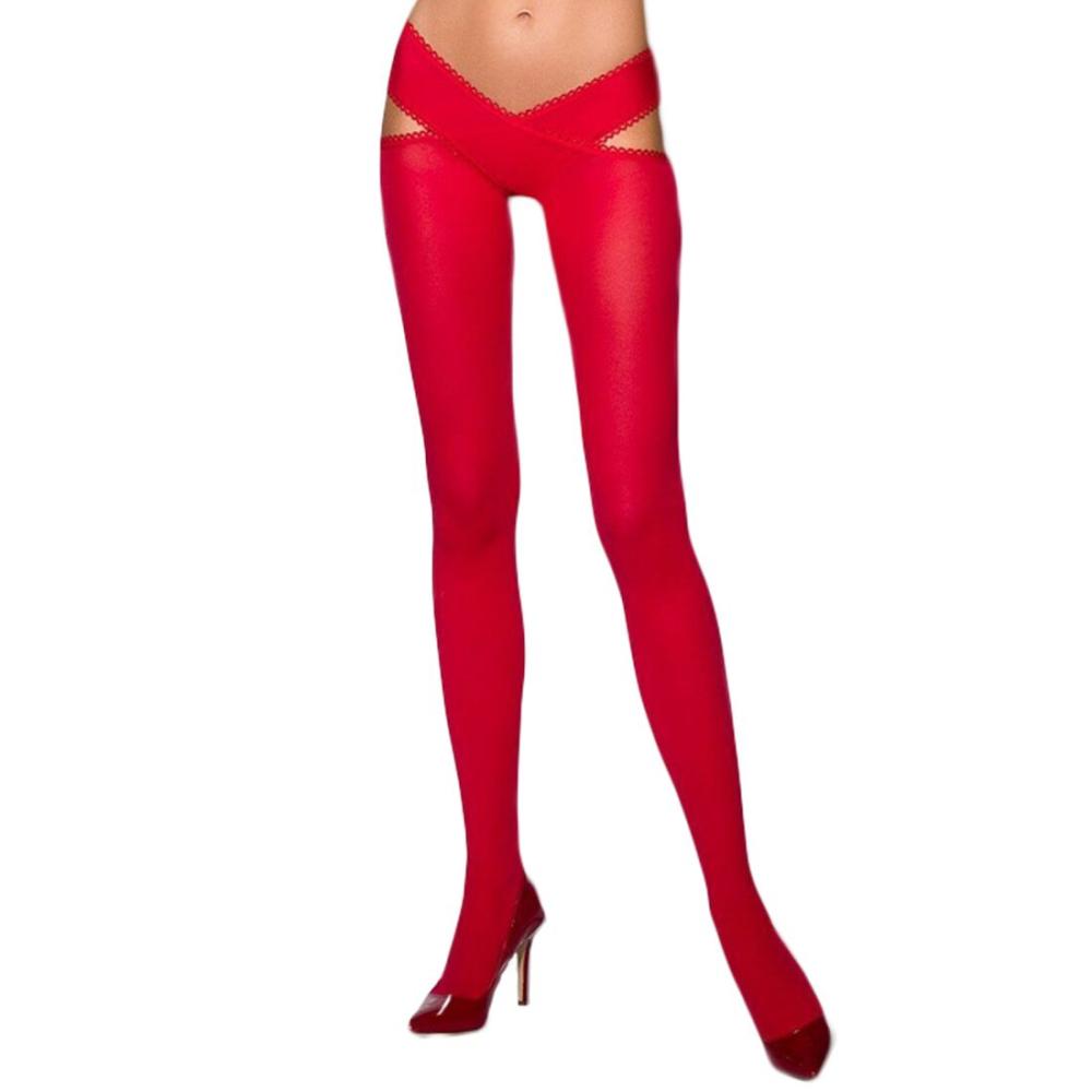 PS24511 Эротические колготки TIOPEN 005 roso 3/4 (60 den) - Passion, с вырезом, оригинальный пояс