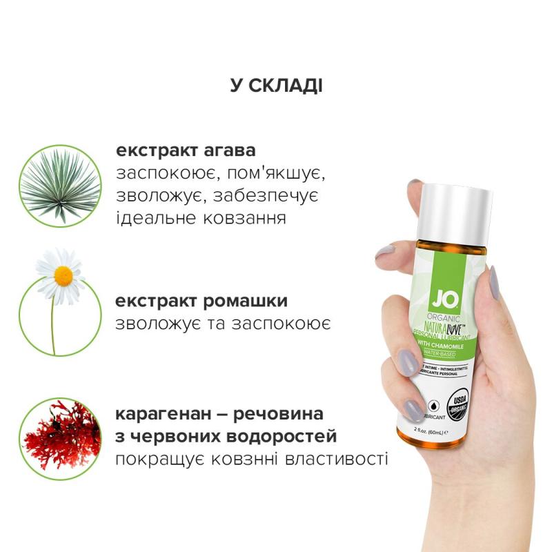 SO1490 Смазка на водной основе System JO NATURALOVE - ORGANIC (60 мл) с экстрактом листьев агавы и ромашки