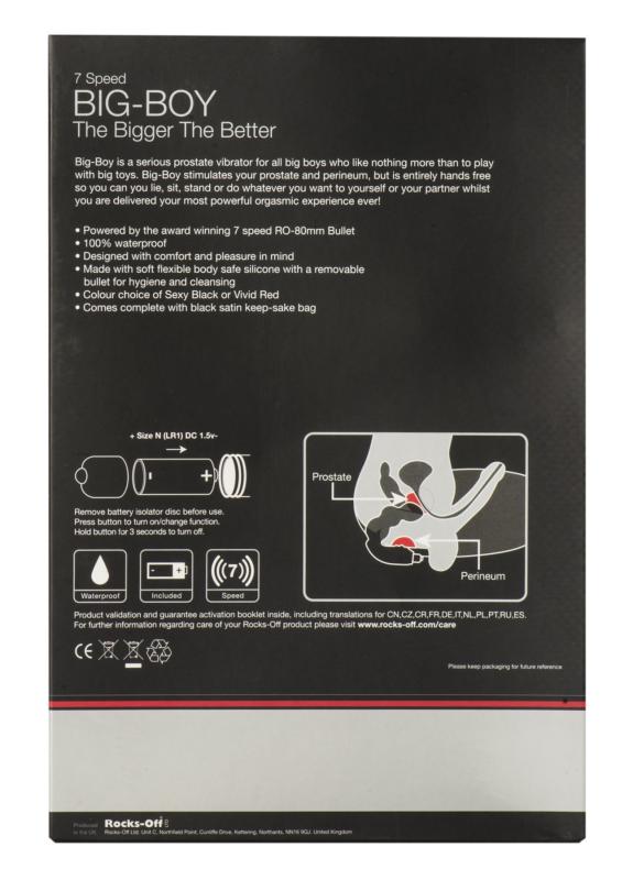 RO1685 Вібромасажер простати Rocks Off Big-Boy Red,  масаж промежини, макс. діаметр 4,5 см