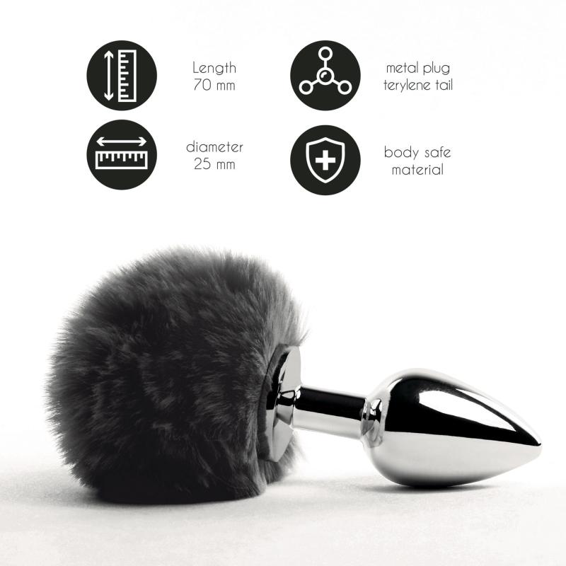 SO5063 Анальная пробка FeelzToys - Bunny Tails Butt Plug Black