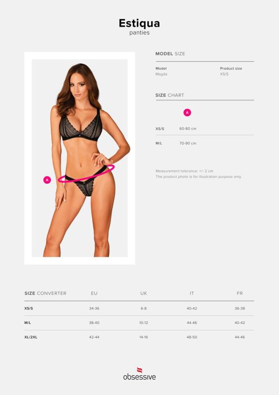 SO7705 Кружевные трусики с заниженной талией Obsessive Estiqua panties XS/S, black