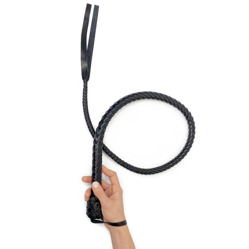 SO5178 Плеть с рукоятью, натуральная кожа, цвет черный, длина - 120 см