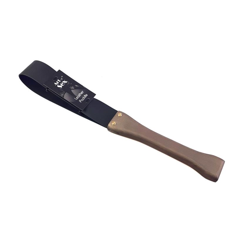 SO7492 Шлепалка Art of Sex - BDSM с деревянной ручкой, натуральная кожа