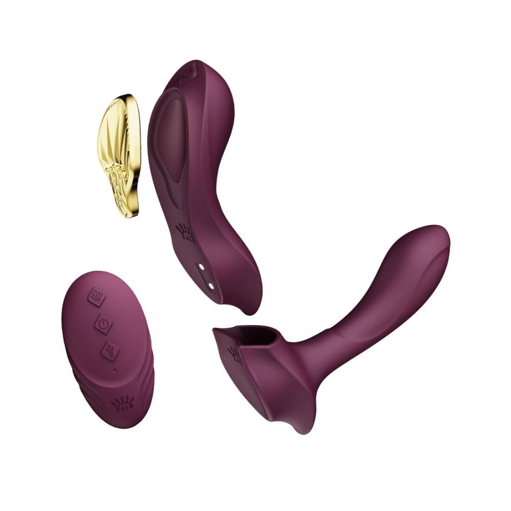 SO6648 Смарт-вибратор в трусики Zalo - AYA Velvet Purple, насадка и пульт ДУ