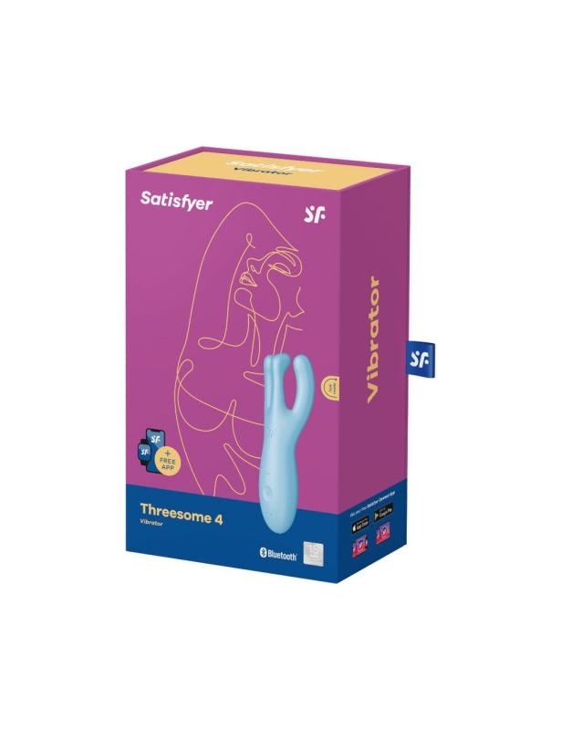 SO6081 Клиторальный смарт вибратор Satisfyer Threesome 4 Blue с тремя пальчиками