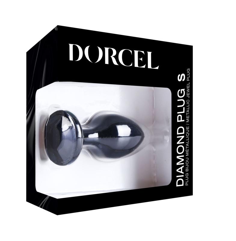 SO7808 Металлическая анальная пробка с кристаллом Dorcel Diamond Plug Black S