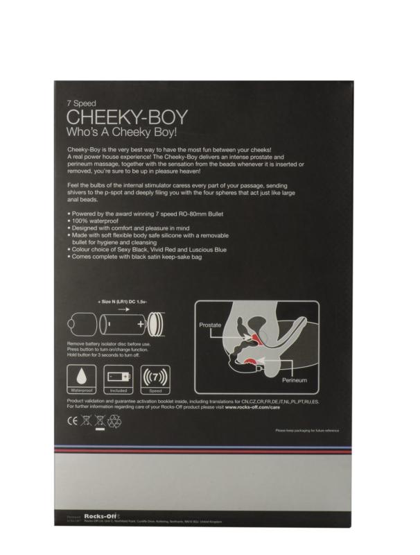 RO1692 Вибромассажер простаты Rocks Off Cheeky-Boy Black, массаж промежности, макс диаметр 3,5см