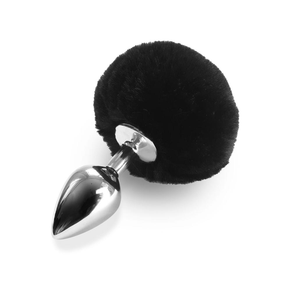 SO6961 Металлическая анальная пробка М Art of Sex - Metal Butt plug Rabbit Tail, Черный