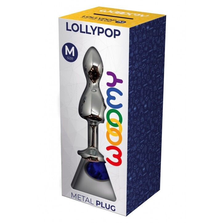 SO7422 Металлическая анальная пробка Wooomy Lollypop Double Ball Metal Plug Blue M диаметр 3,1, длина 9,4 с