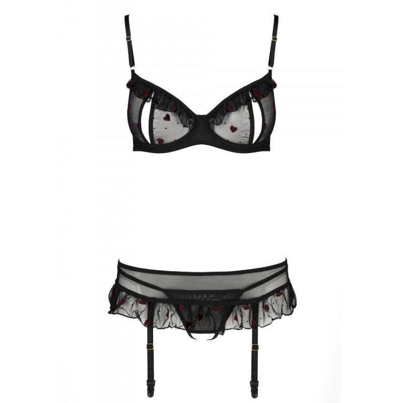SO4777 Сексуальный комплект с поясом для чулок LOVELIA SET black L/XL - Passion