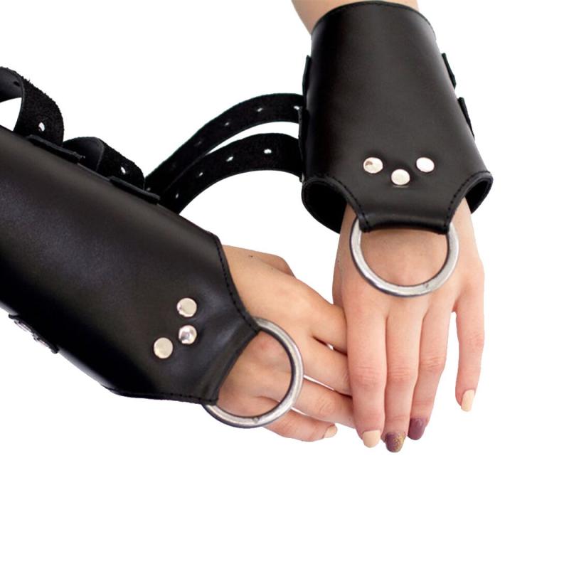 SO5183 Манжеты для подвеса за руки Kinky Hand Cuffs For Suspension из натуральной кожи, цвет черный