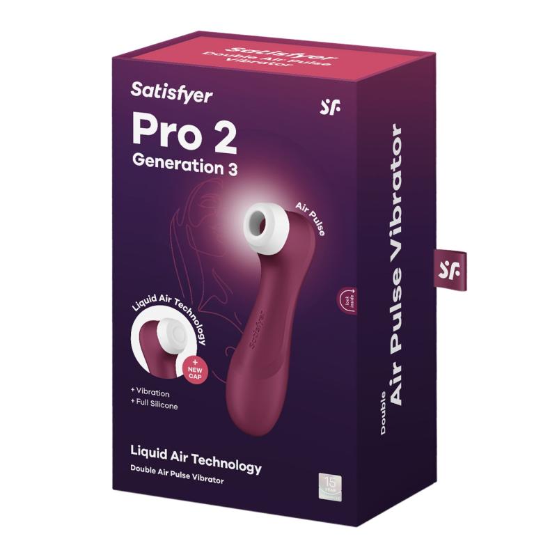SO7772 Вакуумный клиторальный стимулятор Satisfyer Pro 2 Generation 3 with Liquid Air Wine Red
