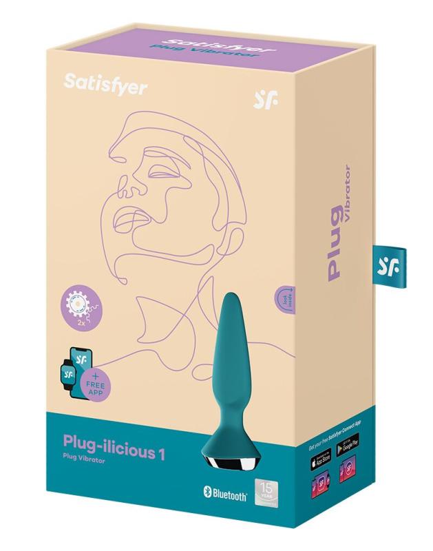 SO5441 Анальная смарт-вибропробка Satisfyer Plug-ilicious 1 Petrol