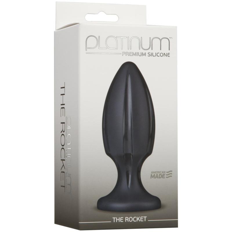 SO4916 Анальный плаг с каналами для смазки Doc Johnson Platinum Premium Silicone - The Rocket - Black