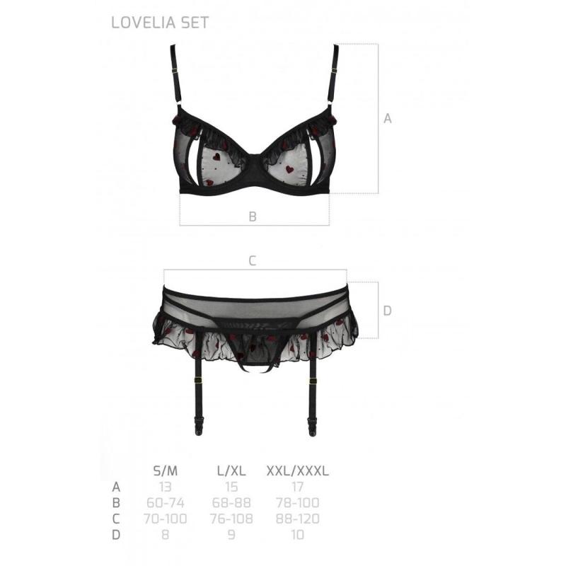 SO4778 Сексуальний комплект з поясом для панчіх LOVELIA SET black S/M - Passion