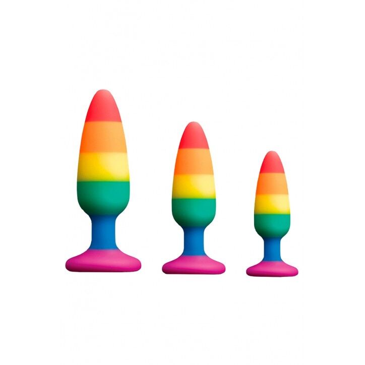 SO7424 Силиконовая анальная пробка Wooomy Hiperloo Silicone Rainbow Plug S, диаметр 2,4 см, длина 9 см
