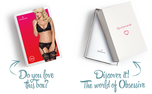 SO7163 Мереживний комплект білизни Obsessive 810-SEG-1 S/M Black, бюстгальтер, стрінги, пояс для панчіх